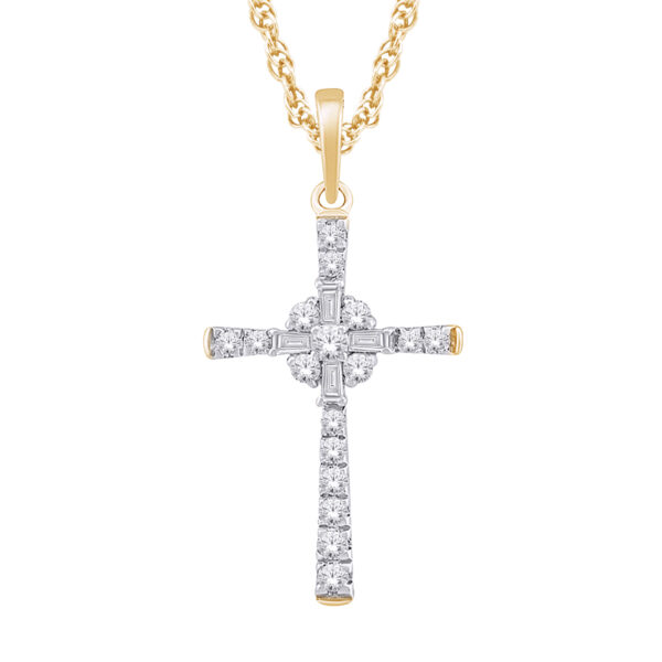 10k Yellow Gold Petite Diamond Cross_0