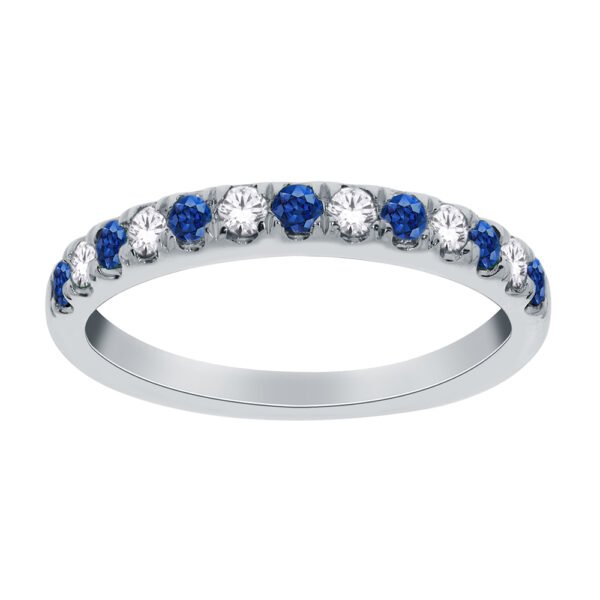 White Gold Sapphire and Diamond Band_0