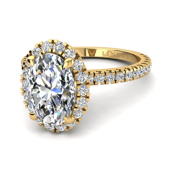 Halo Oval Cut Diamond Engagement Ring Yellow Gold