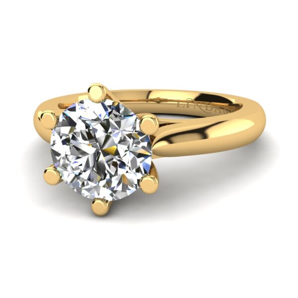 Six Claw Solitaire Engagement Ring Yellow Gold