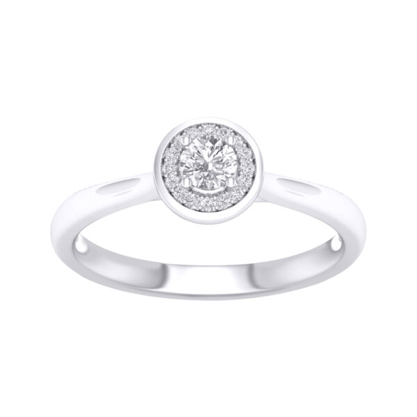 White Gold Petite Halo Diamond Ring_0