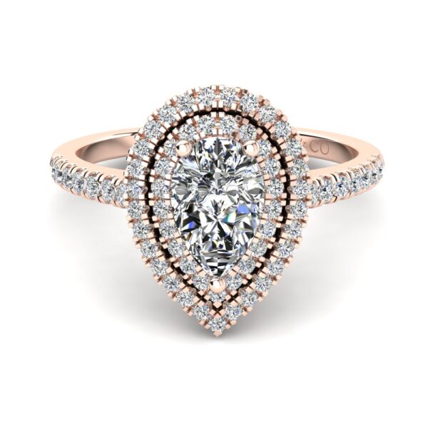 Halo Pear Engagement Ring Rose Gold