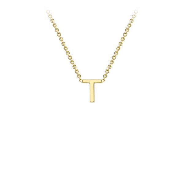 9K Yellow Gold Necklace with Initial T 38+5cm_0