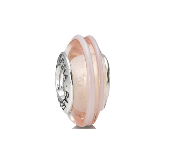 Pandora Murano Glass Bead Light Pink w Rings_0