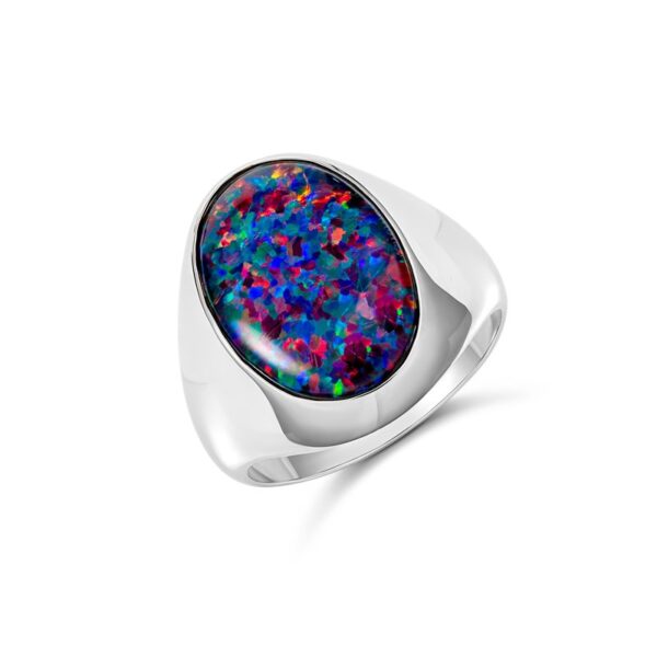 Sterling Silver Gents Australian Opal Ring_0