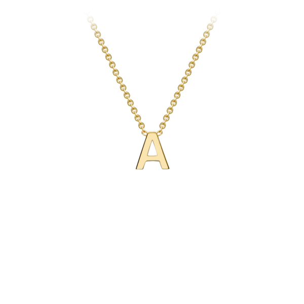 9K Yellow Gold Initial A Necklace_0