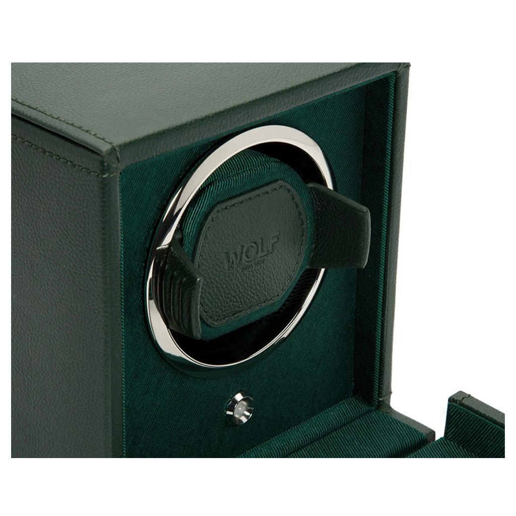 Wolf Cub Single Watch Winder With Cover Green Linda Co