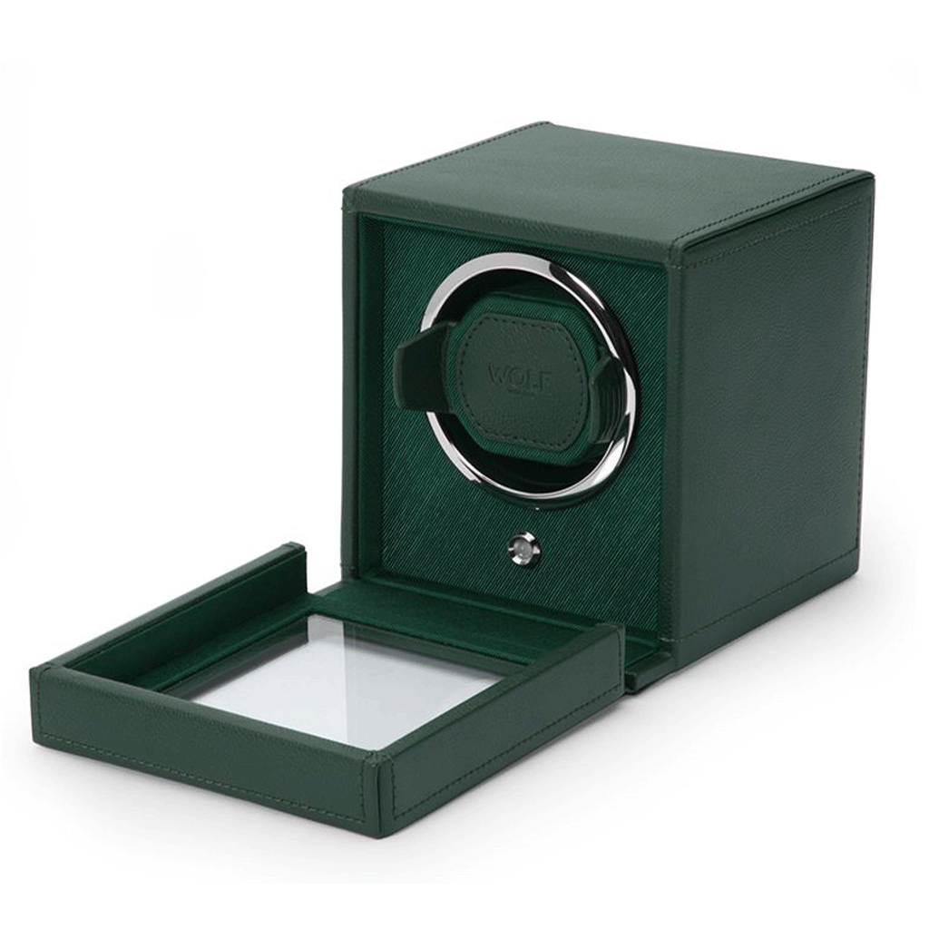 Wolf Cub Single Watch Winder With Cover Green Linda Co