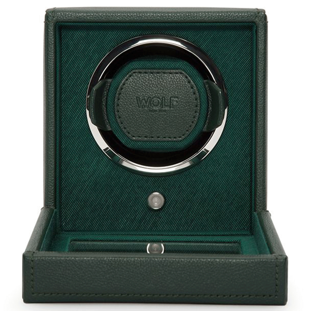 Wolf Cub Single Watch Winder With Cover Green Linda Co