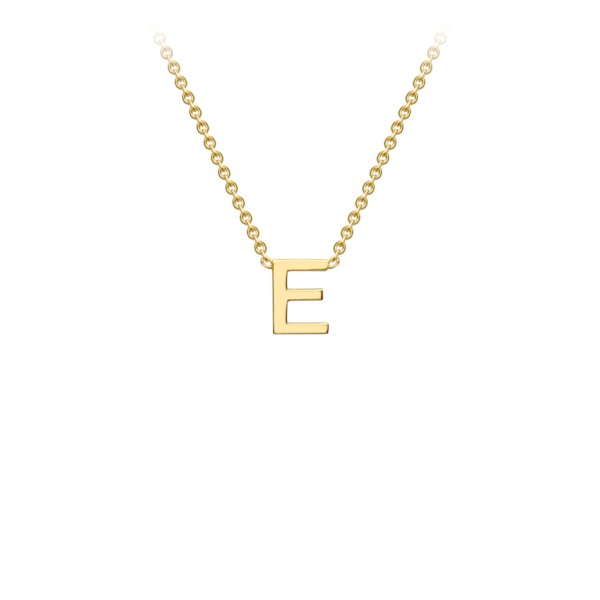 9K Yellow Gold Initial E Necklace 38+5cm_2