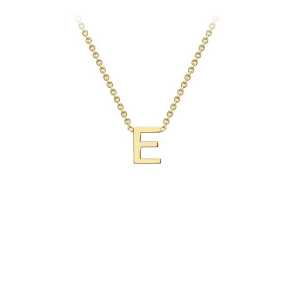 9K Yellow Gold Initial E Necklace 38+5cm_0