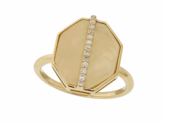 Linda & Co 18ct yellow gold hexagonal cocktail dress ring._0