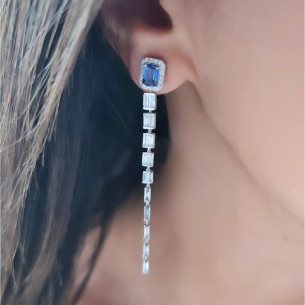 Linda & Co Modern Stiletto18ct White Gold Blue Sapphire And Diamond Earrings._0