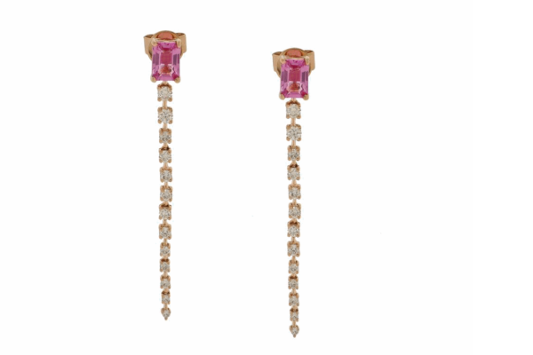 Pink Sapphire and Diamond Drop Earrings_0