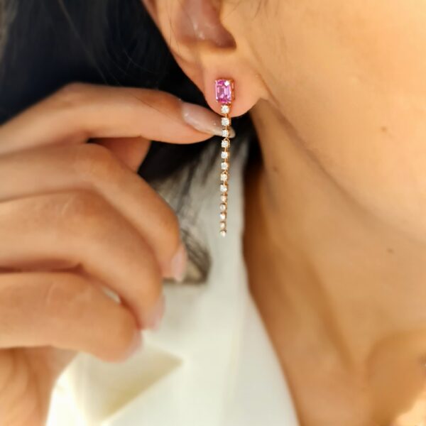 Pink Sapphire and Diamond Drop Earrings_1