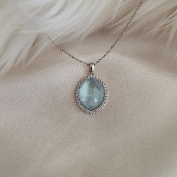 Linda & Co 18Ct White Gold Sky Blue Topaz And Motherof Pearl Doublet Necklace_2