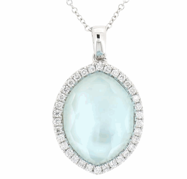Linda & Co 18Ct White Gold Sky Blue Topaz And Motherof Pearl Doublet Necklace_0