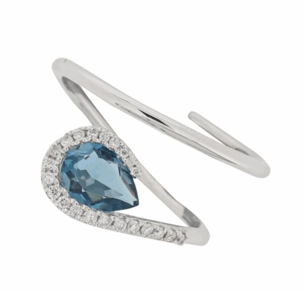18Ct White Gold Spiral Diamond And London Blue Topaz Dress Ring._2