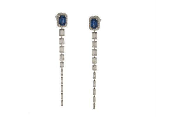 Linda & Co Modern Stiletto18ct White Gold Blue Sapphire And Diamond Earrings._2