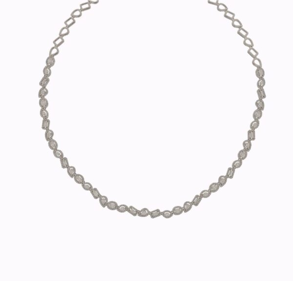 The epitome of bespoke elegance, our 18ct White Gold Multi-Cut Diamond Tennis Necklace_2