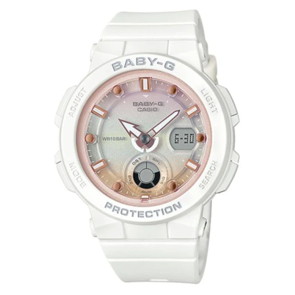 Casio Baby-G Analogue/Digital White/Rose Gold Beach Travel Watch BGA250-7A2 BGA-250-7A2_0