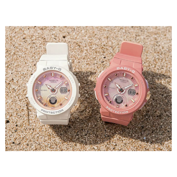 Casio Baby-G Analogue/Digital White/Rose Gold Beach Travel Watch BGA250-7A2 BGA-250-7A2_3