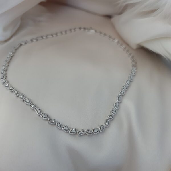 The epitome of bespoke elegance, our 18ct White Gold Multi-Cut Diamond Tennis Necklace_1