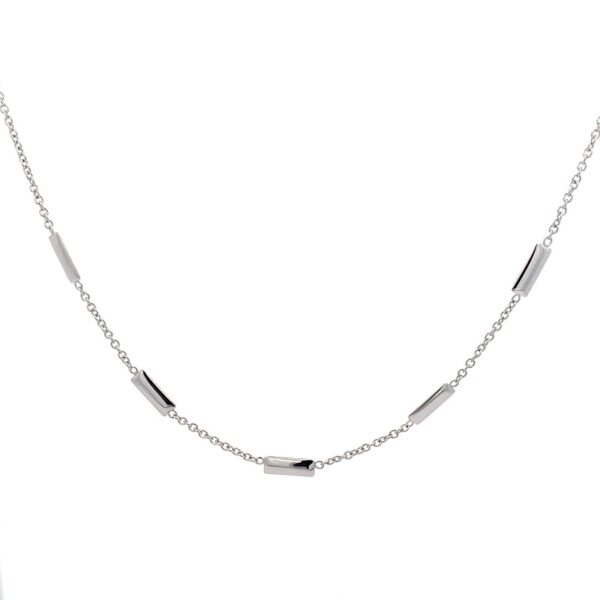 White Gold Trace and Bar Necklace_0