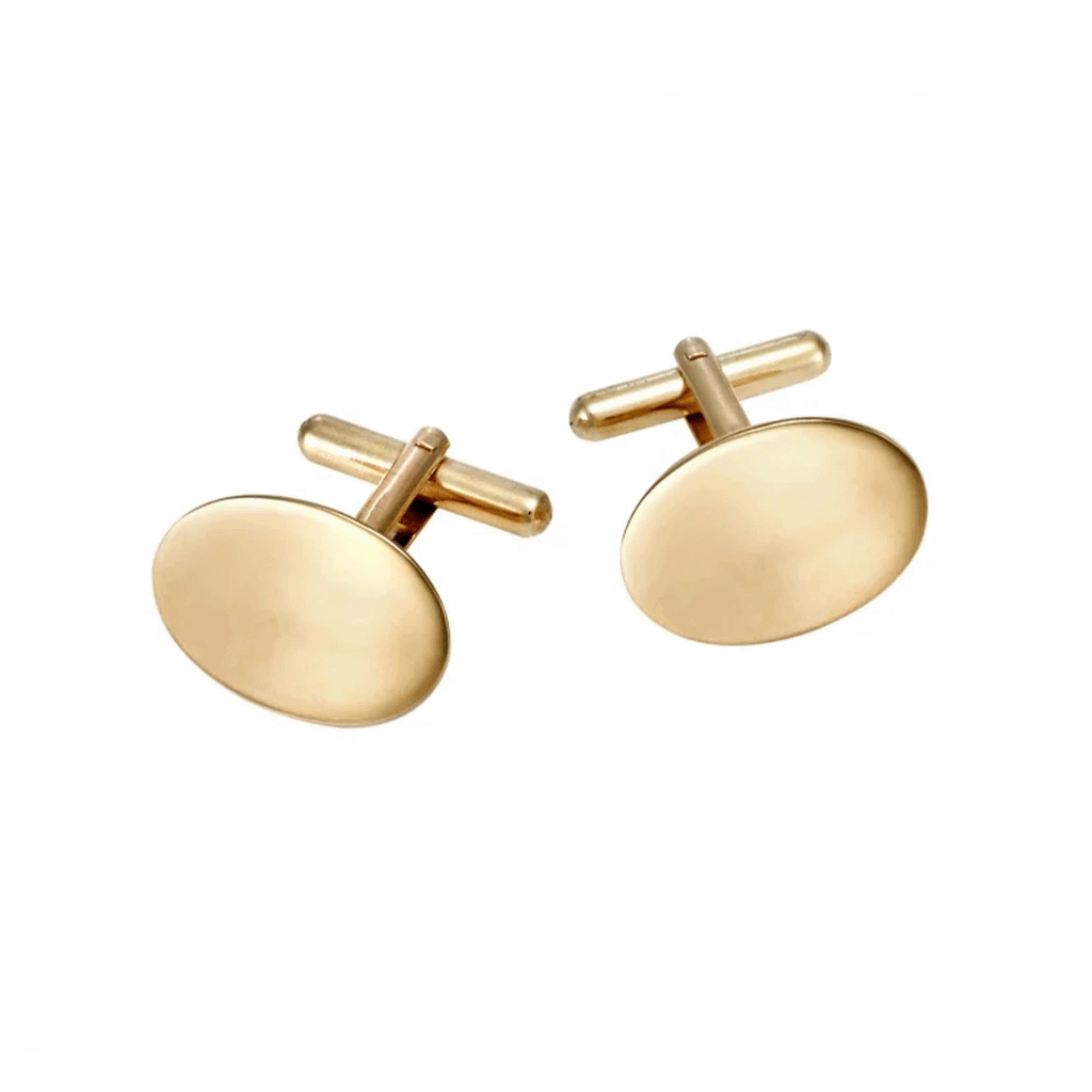 9Ct Yellow Gold Simple Oval Cufflinks