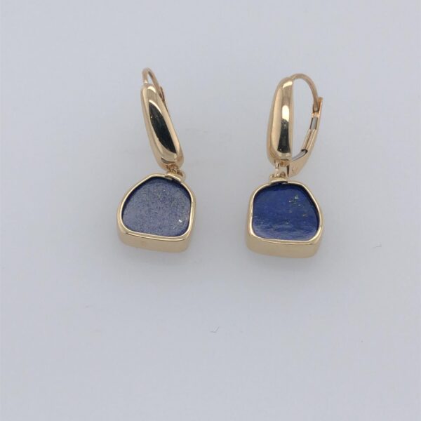 Yellow Gold Lapis Drop Earrings_0