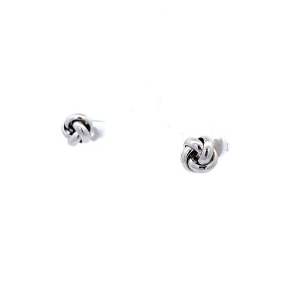 White Gold 9mm Knot Stud_0