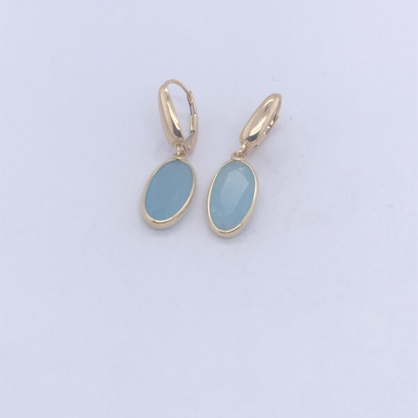 Aquamarine Yellow Gold Drop Oval Earrings_0