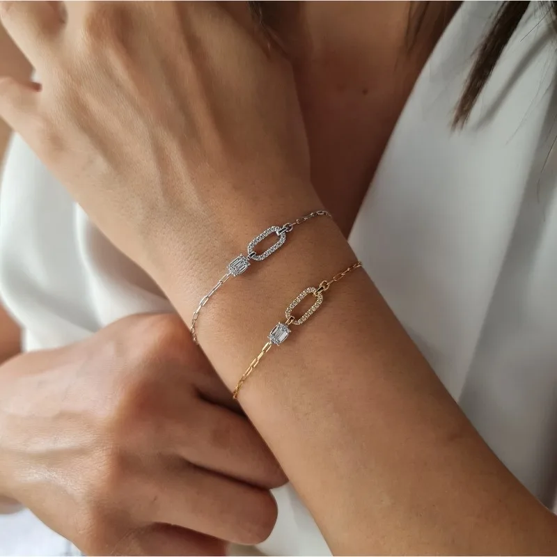 Linda & Co 18ct white gold Twist Natural Diamond paperclip bracelet_3