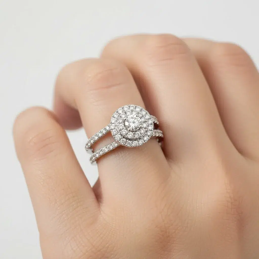 18K White Gold Diamond Bridal Se_1