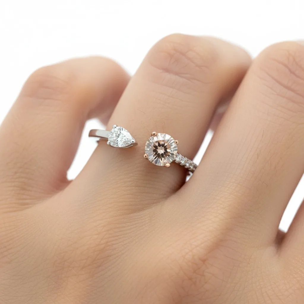 18K Rose and White Gold Toi et Moi Diamond Ring_1