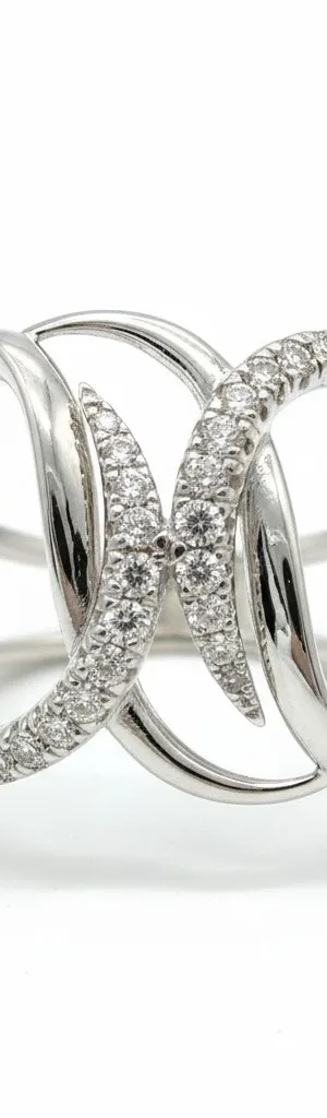 18K White Gold Swirl Diamond Dress Ring_0
