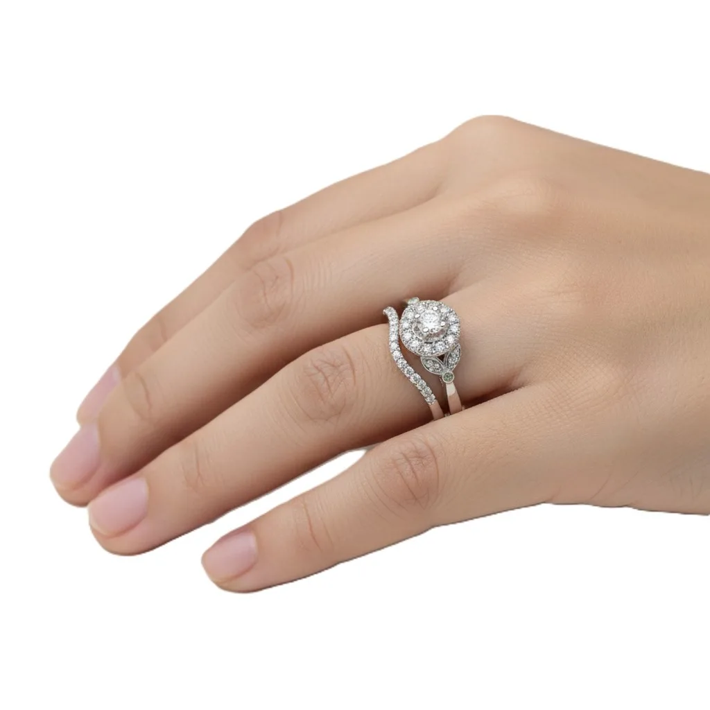 14K White Gold 0.50ct Diamond Bridal Set_1