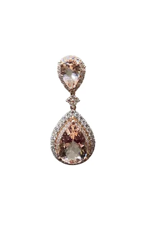 18ct White and Rose Gold Double Halo Pear Pendant_0