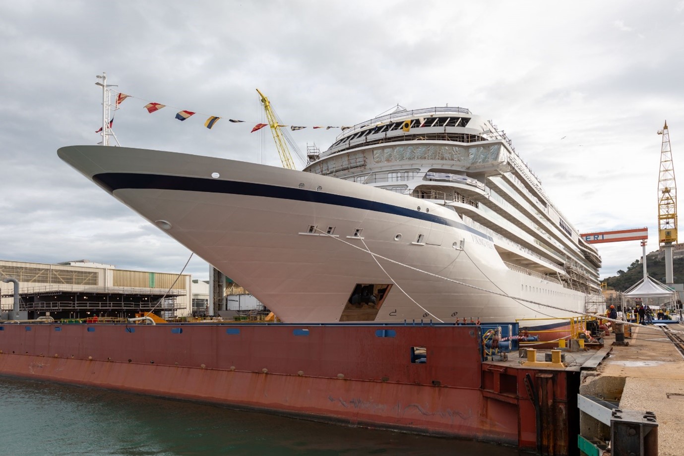 Viking Marks Float Out of New Ocean Ship 