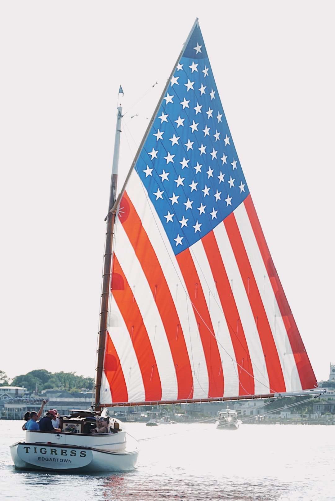 American flag sailboat Martha's Vineyard