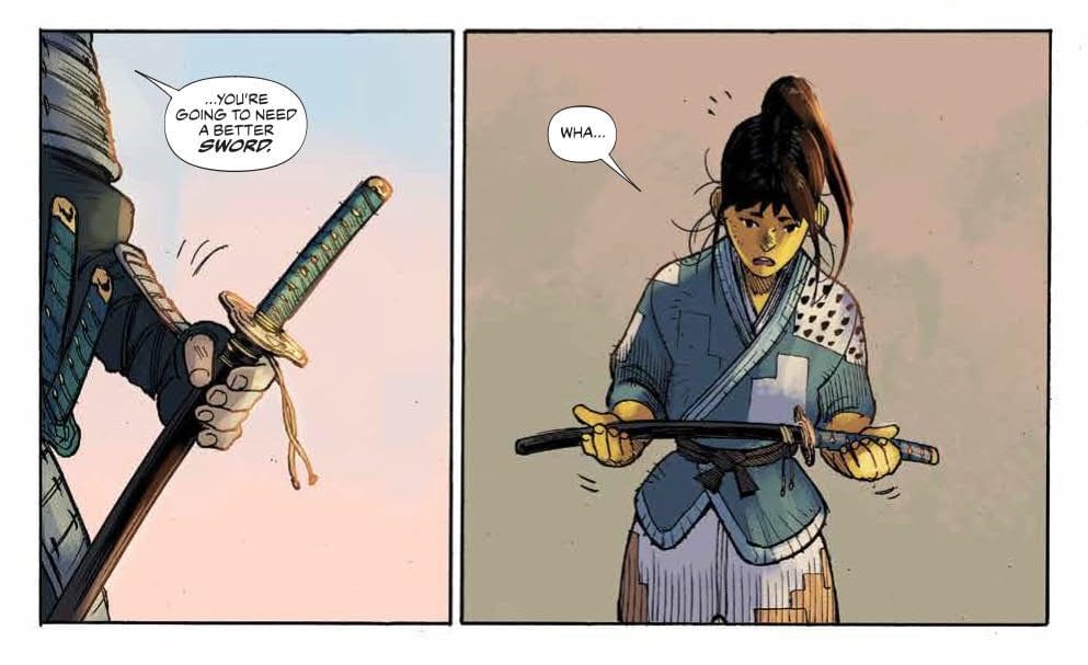 Sato grants Hana his sword