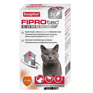 FiproTec Combo - Antiparasitaires - 50 mg - Chat et Furet - 3 pipettes - BEAPHAR - Produits-veto.com