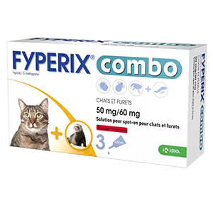 Fyperix コンボ - ノミとダニ駆除 - 猫とフェレット - スポットオン - 3 ピペット - KRKA - Produits-veto.com