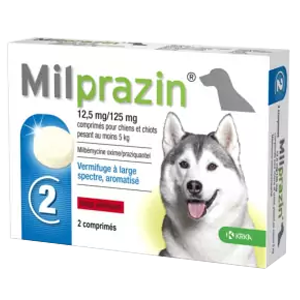 Milprazin - Vermifuge - Chiens - 2 comprimés - KRKA - Produits-veto.com