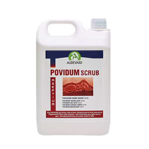 Povidum Scrub - Savon désinfectant - Cheval - Bidon de 5L - Audevard - Produits-veto.com