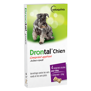 Drontal Dog - Vermífugo - 4 comprimidos - VETOQUINOL - Produits-veto.com