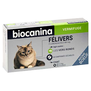 Félivers - Vermifuge - Chat - 4 comprimés - BIOCANINA
