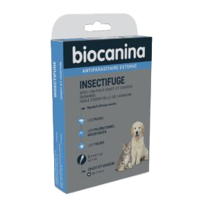 Insectifuge – Spot-On – Chiot et Chaton – 2 Pipettes 1 ml – BIOCANINA