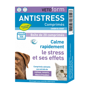 Comprimidos Antiestresse - Cão e Gato - 20 comprimidos - VETOFORM - DAZONT - Produtos-veto.com