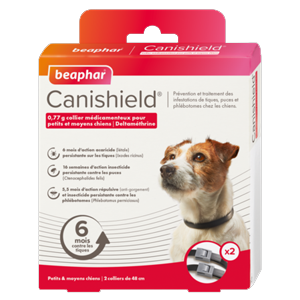 Canishield - Coleira de Controle de Pragas - Cão Pequeno - Conjunto de 2 Coleiras - BEAPHAR - Produits-veto.com